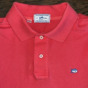 Pink college boy Southern Tide The Skipjack Tuna Golf Polo SS Shirt 38 Small